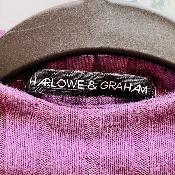Harloweβ& Graham Purple Ribbed Top,β Size M - Picture 9 of 13